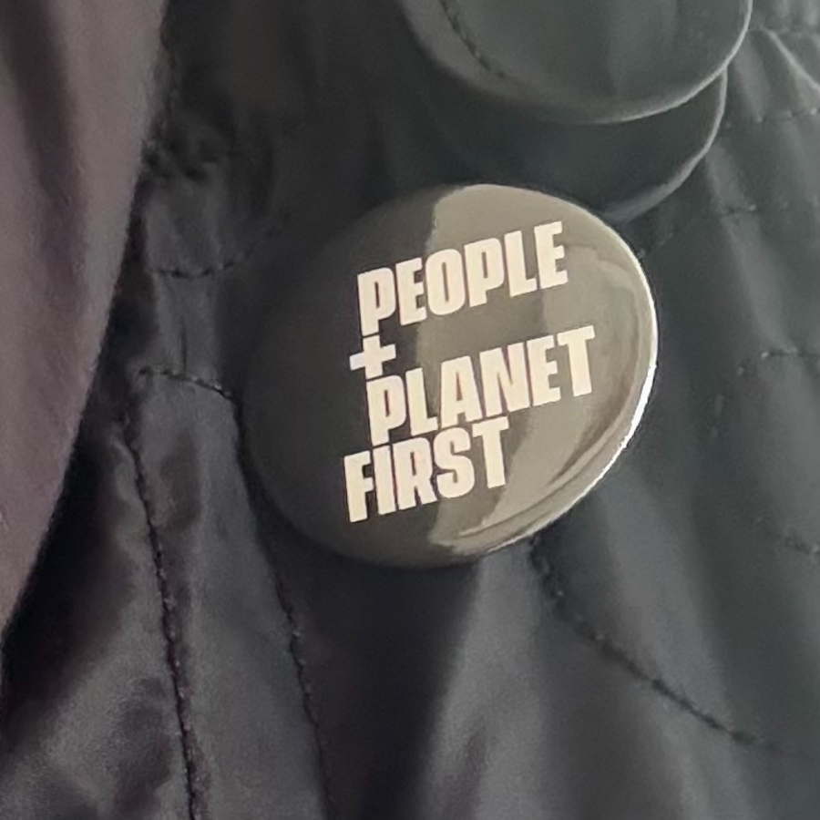 People and Planet First recycled steel button